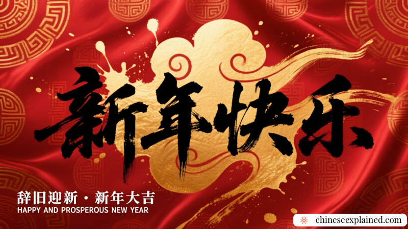 Happy New Year. xīn nián kuài lè