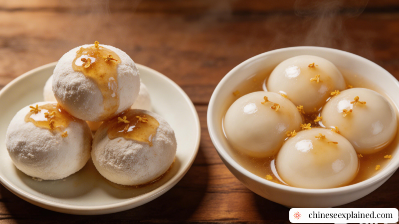Yuanxiao and tangyuan look similar but differ in making method and texture.